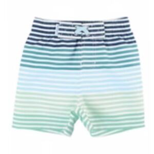 RUGGEDBUTTS BABY BOY COASTAL STRIPED SWIM TRUNKS + BNWT CARTERS T-SHIRT 12-18M